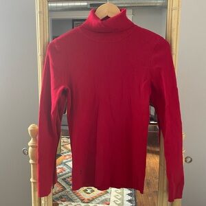 Lauren Ralph Lauren Classic Holiday Red Ribbed Turtleneck Sweater
